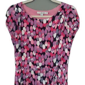 BODEN Bella Geometric Print Jersey Knit Draped Dress Artsy Size Small Pink Wrap